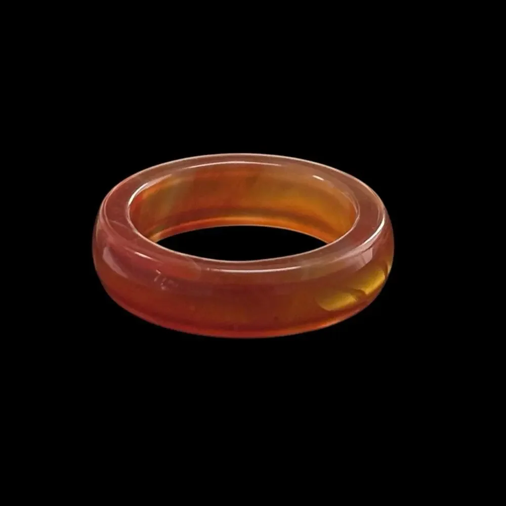 Vintage 1970s Honey Amber Cognac Orange Lucite Resin Band Ring Size 7.5